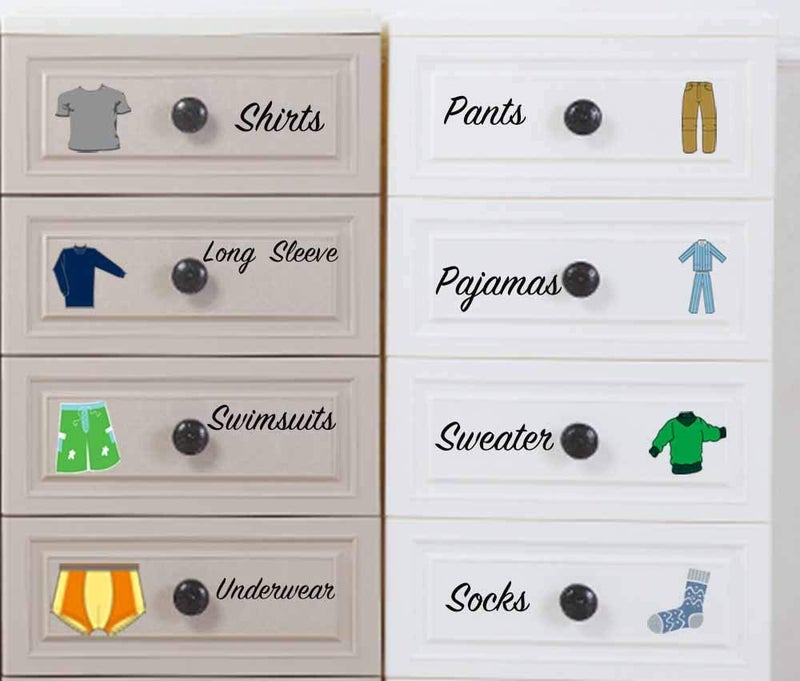 Easma Boy Decals Dresser Clothing Labels Dresser Labels Kids Drawer Stickers Organizing Decals - Image 1